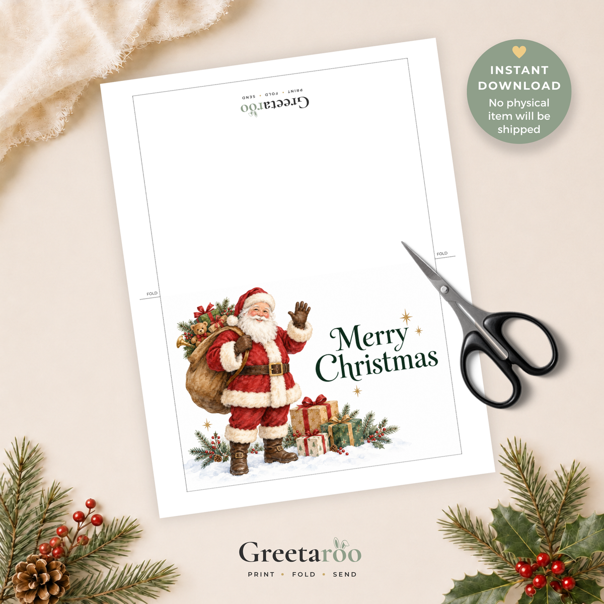Santa Printable Christmas Card