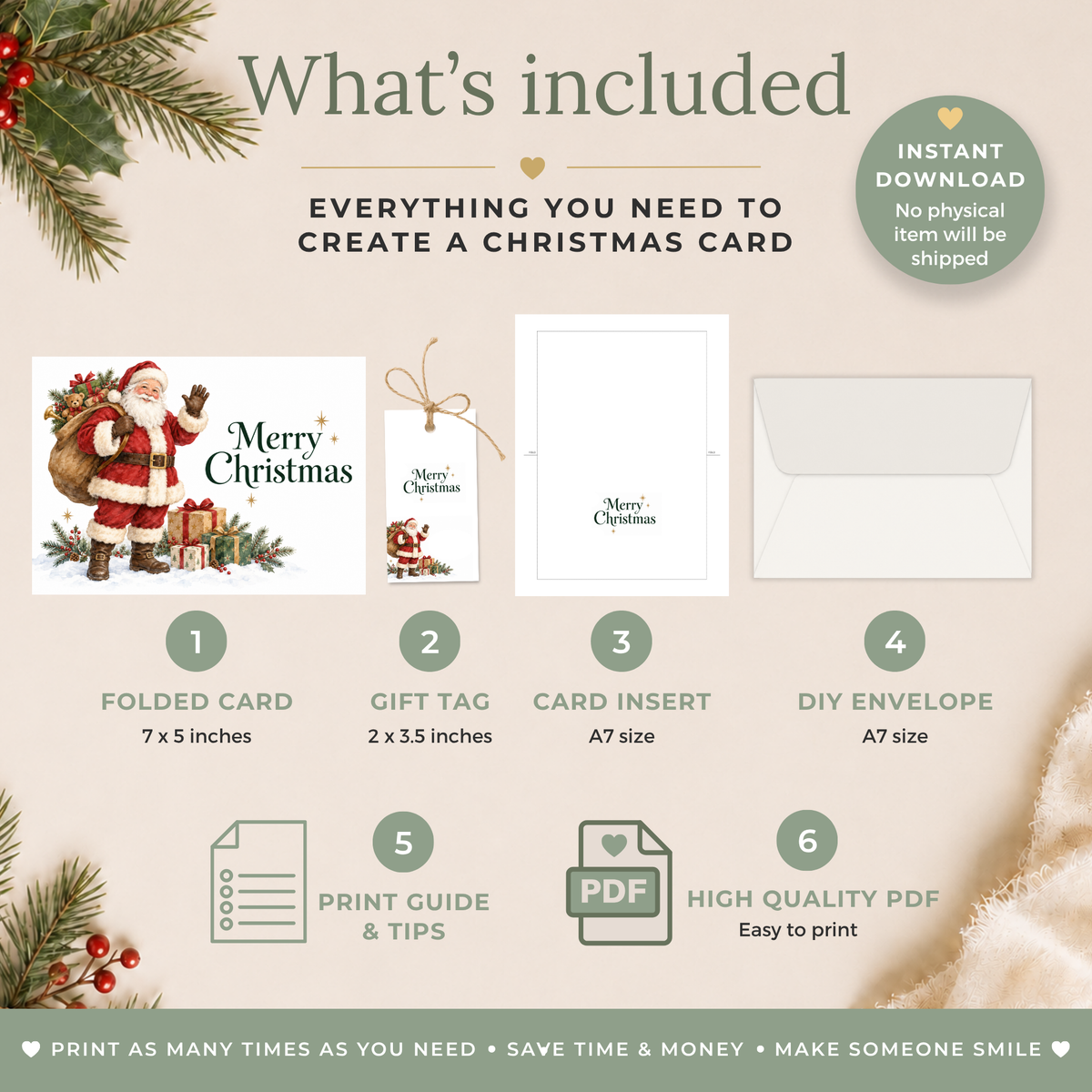 Santa Printable Christmas Card