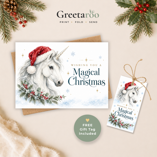 Unicorn Printable Christmas Card