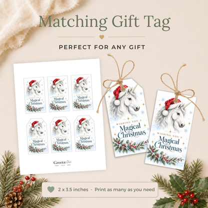 Unicorn Printable Christmas Card