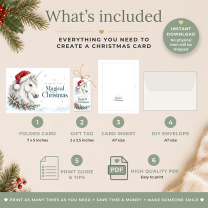 Unicorn Printable Christmas Card