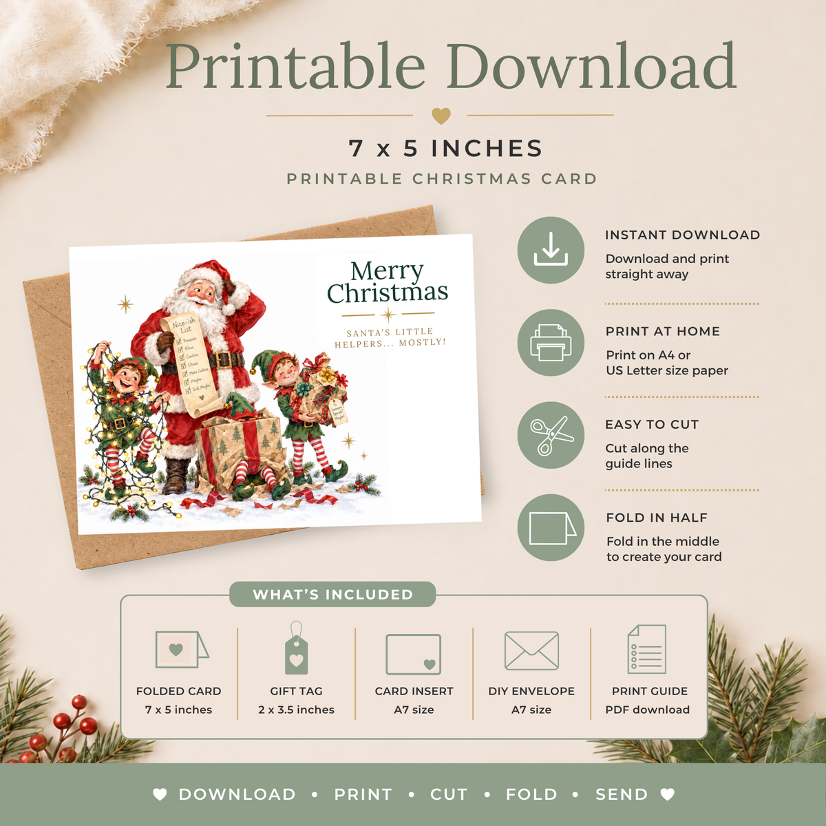 Funny Santa Printable Christmas Card