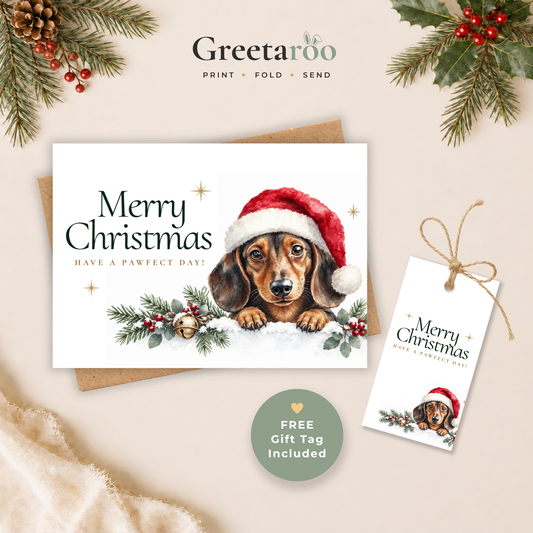 Printable Dachshund Christmas Card