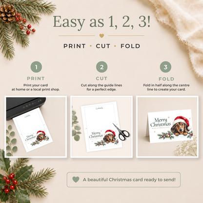 Printable Dachshund Christmas Card