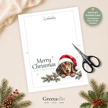 Printable Dachshund Christmas Card