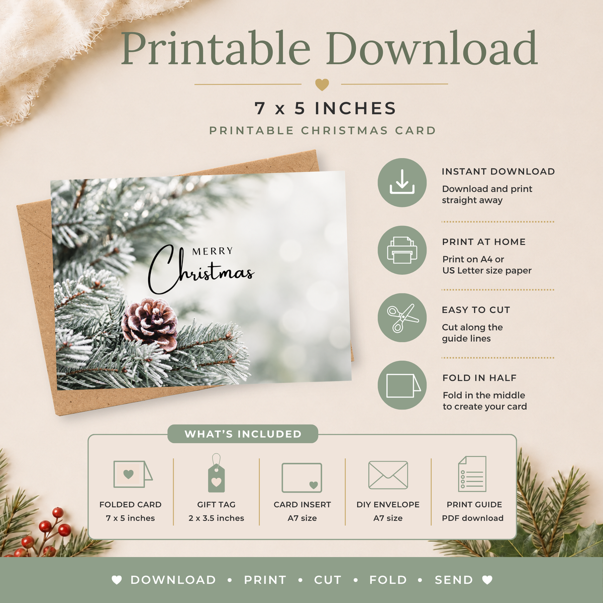 Winter Scene Printable Christmas Card