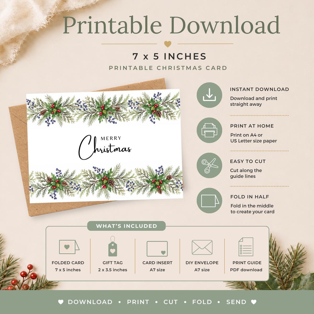 Festive Printable Christmas Card