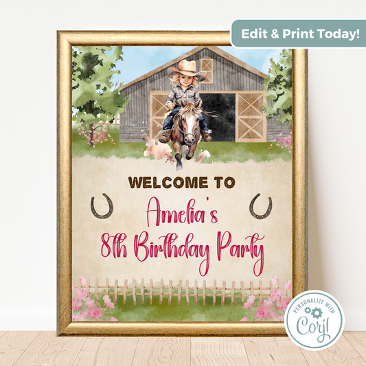 Editable Birthday Welcome Sign - Wild West