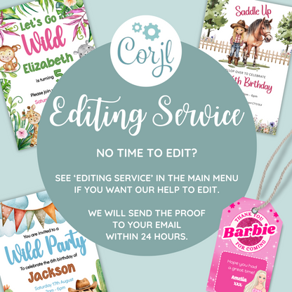Editable Evite Birthday Invitation and FREE Thank You Tag - Fairy Princess