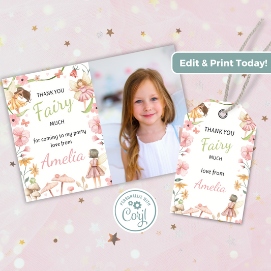 Editable Thank You Card - Fairy
