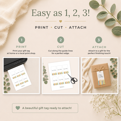 Printable Birthday Gift Tag with Colourful Candles