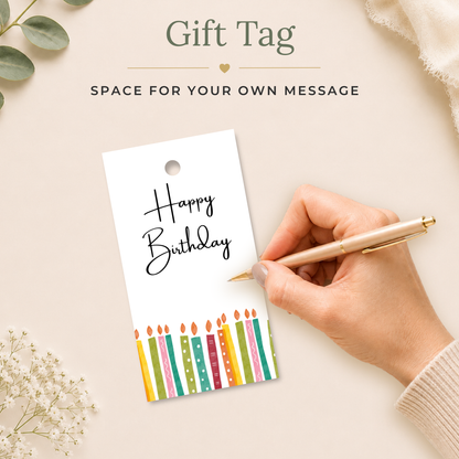Printable Birthday Gift Tag with Colourful Candles