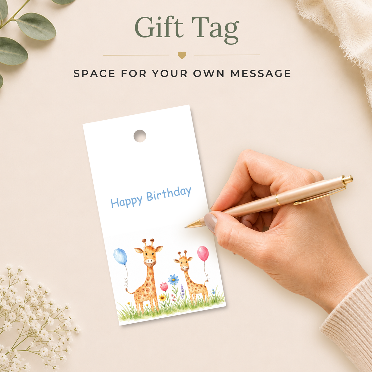 Printable Birthday Gift Tag with Cute Giraffe