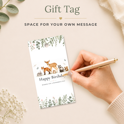 Printable Birthday Gift Tag with Woodland Animals