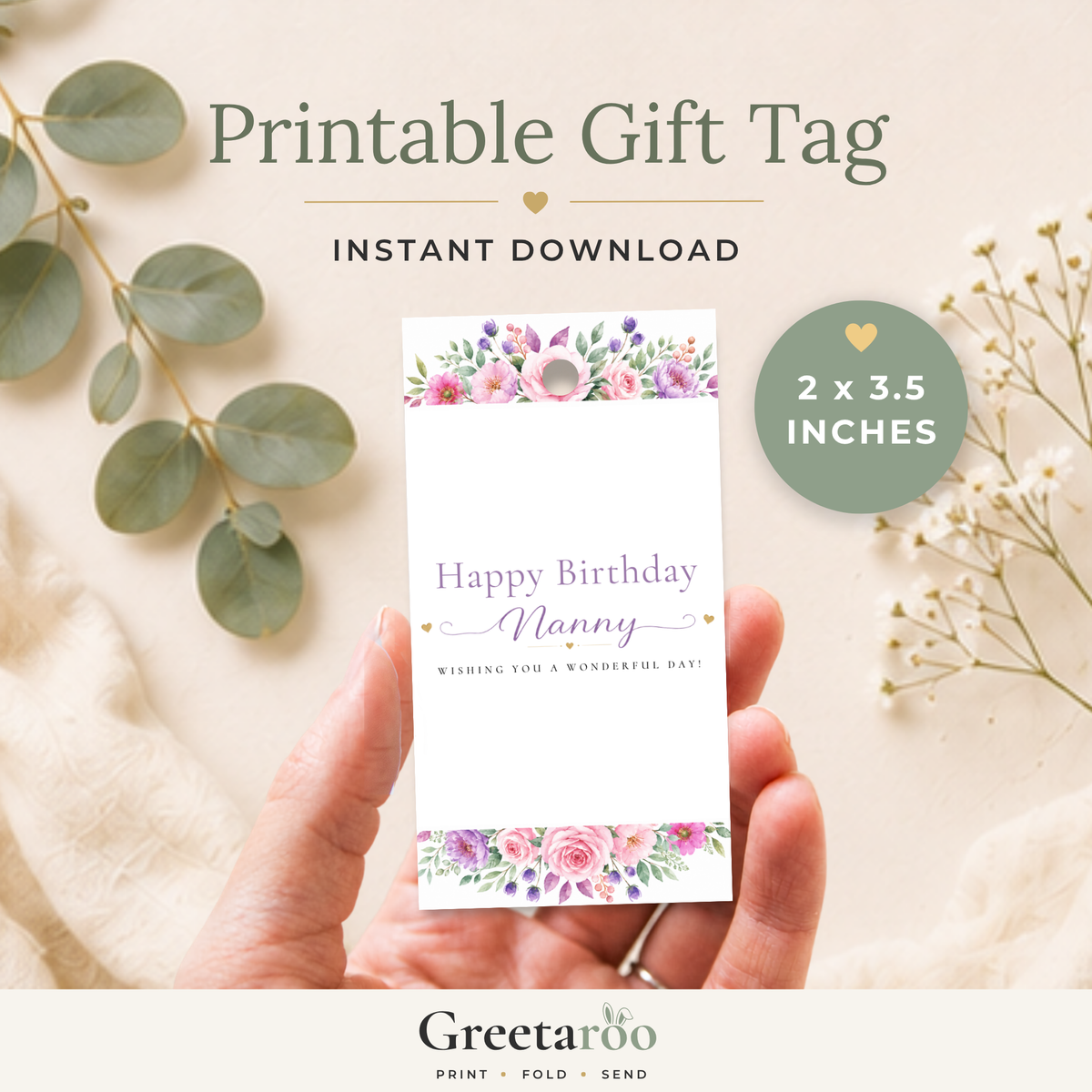 Printable Birthday Gift Tag for Nanny