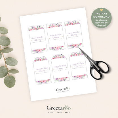Printable Birthday Gift Tag for Nanny