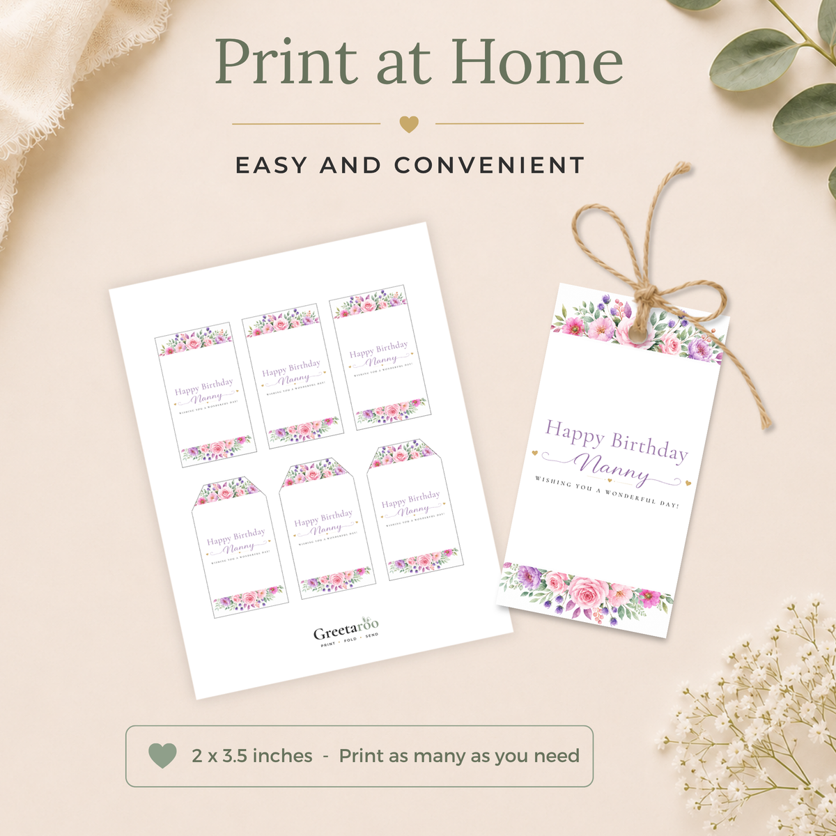 Printable Birthday Gift Tag for Nanny