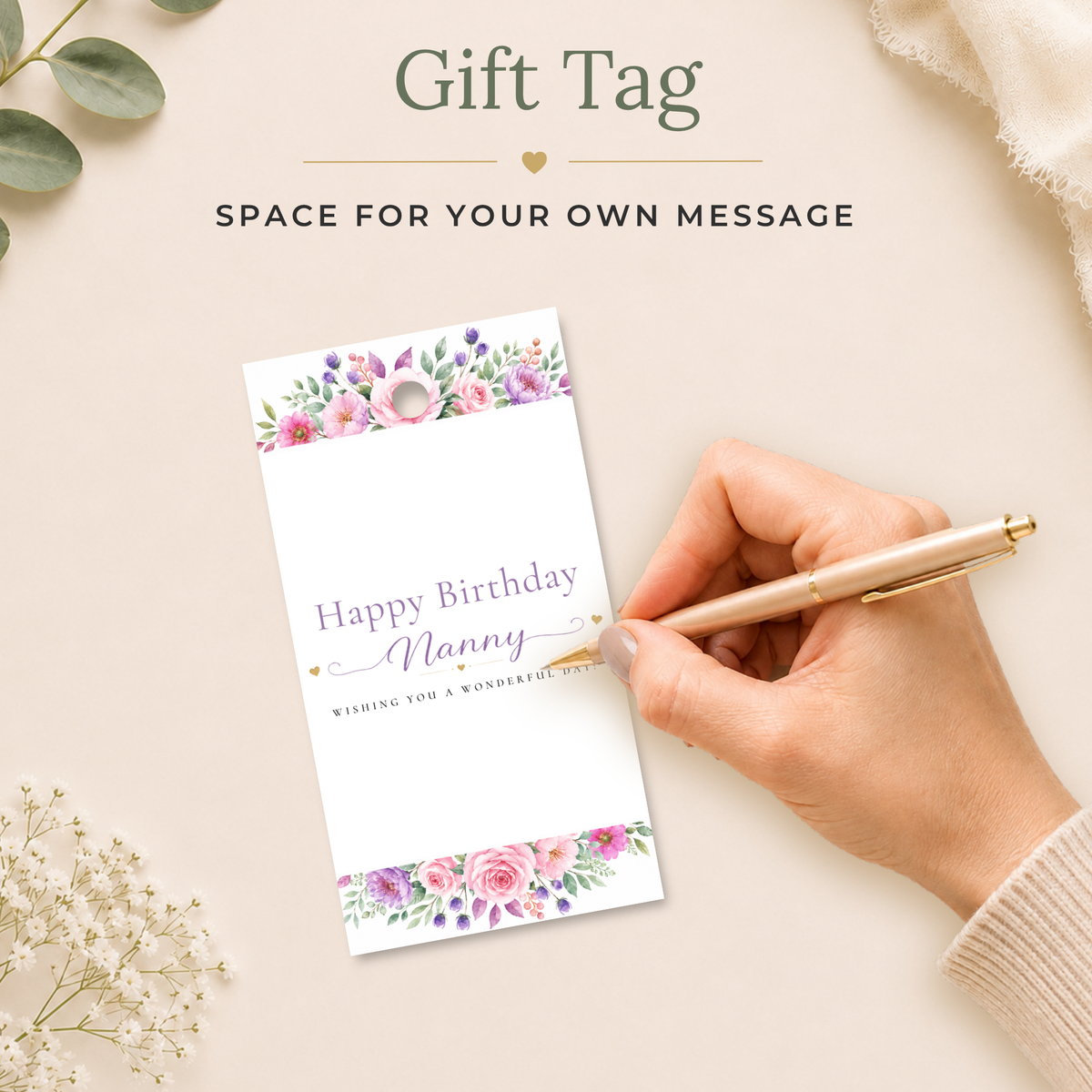 Printable Birthday Gift Tag for Nanny