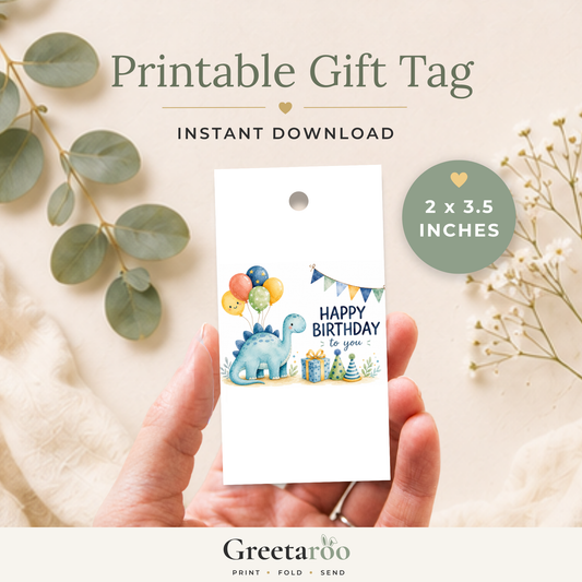 Printable Dinosaur Birthday Gift Tag