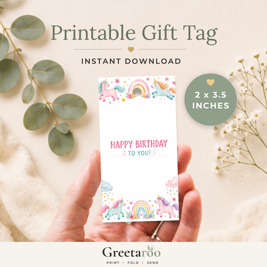 Printable Unicorn Birthday Gift Tag