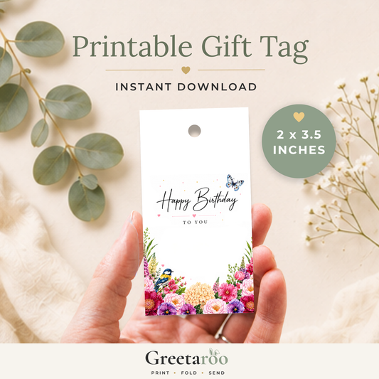 Floral Printable Birthday Gift Tag