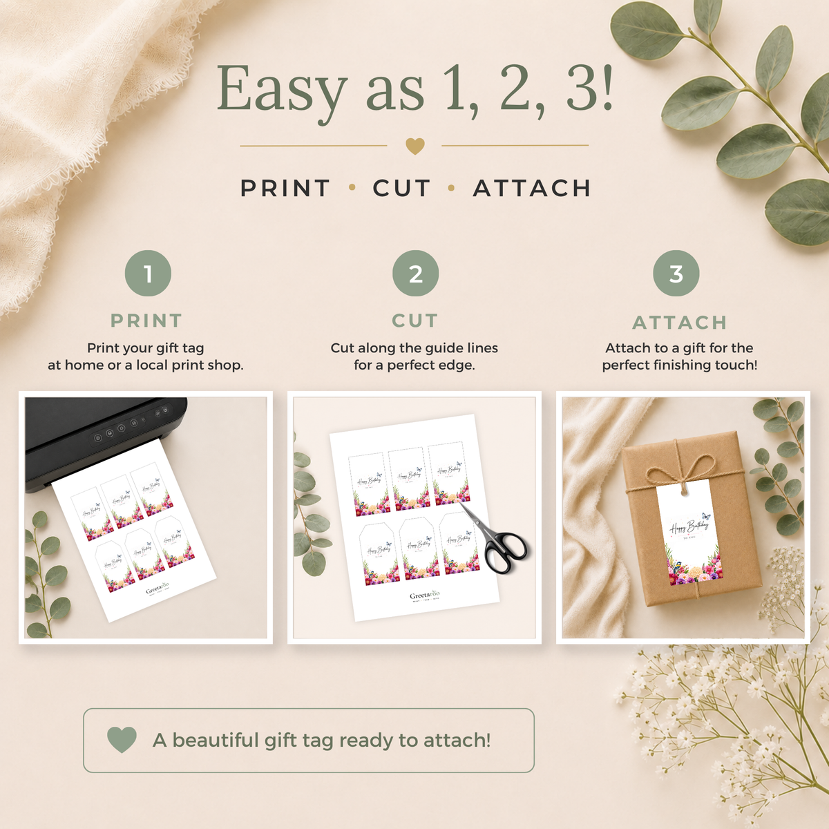 Floral Printable Birthday Gift Tag