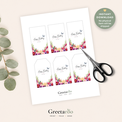 Floral Printable Birthday Gift Tag