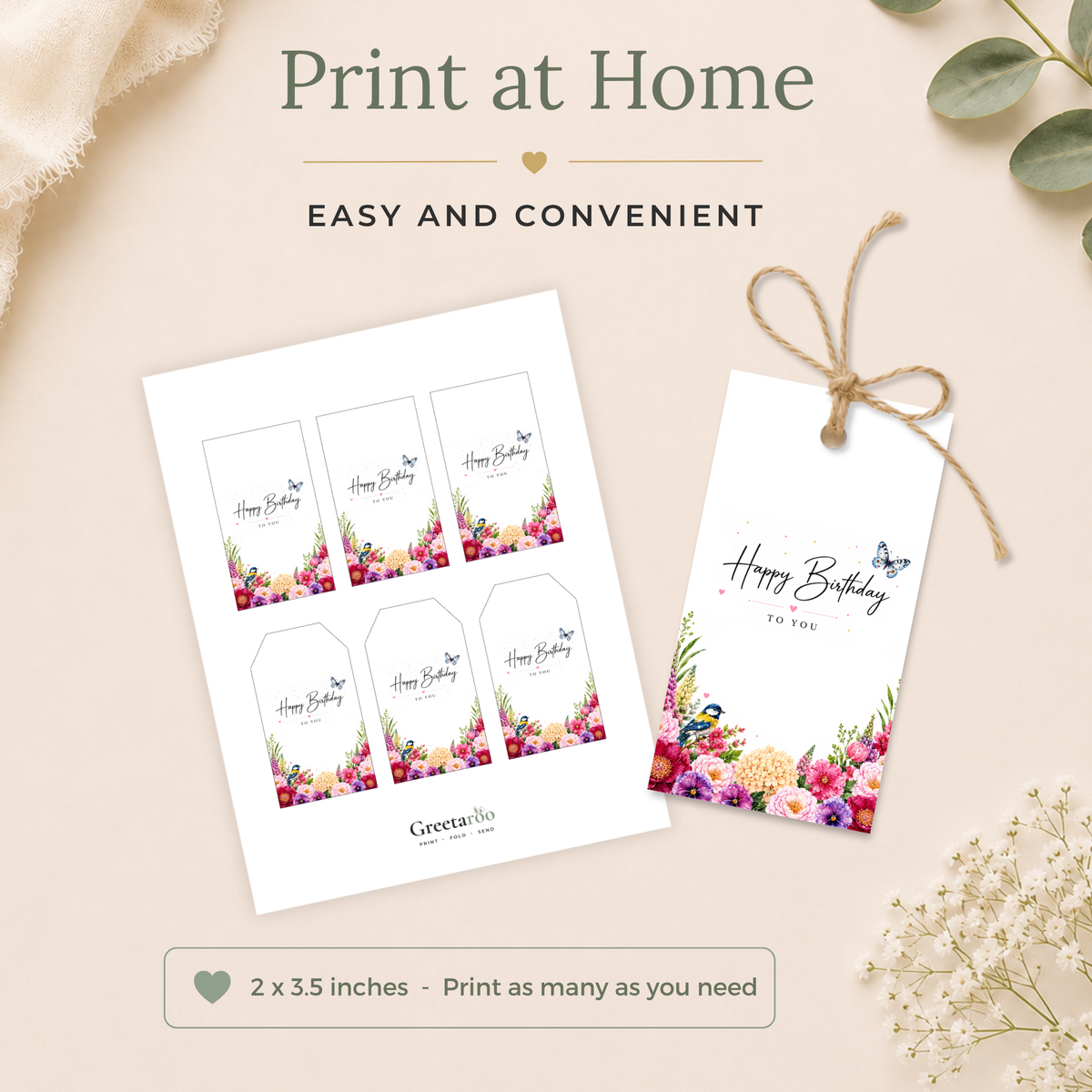 Floral Printable Birthday Gift Tag