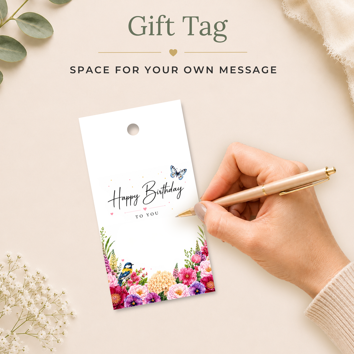 Floral Printable Birthday Gift Tag