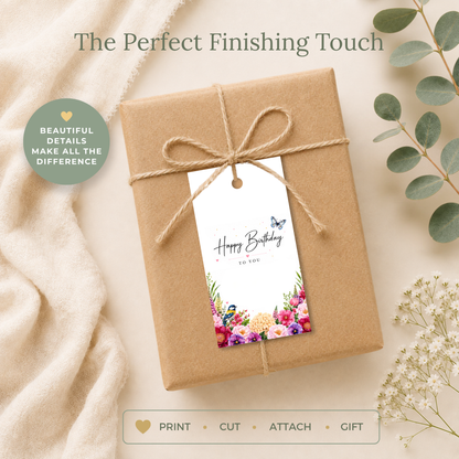Floral Printable Birthday Gift Tag