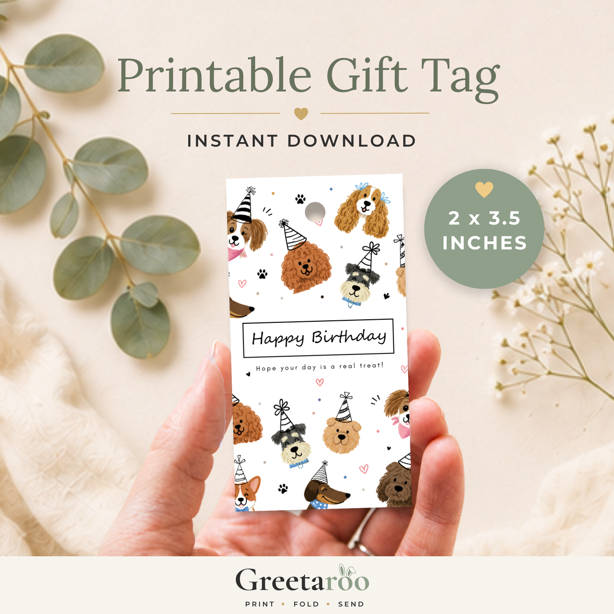 Funny Dog Printable Birthday Gift Tag