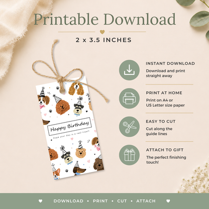 Funny Dog Printable Birthday Gift Tag