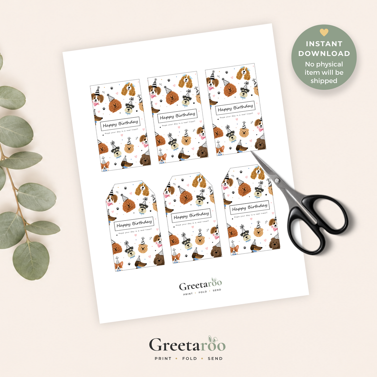 Funny Dog Printable Birthday Gift Tag