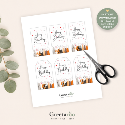 Cute Cat Printable Birthday Gift Tag