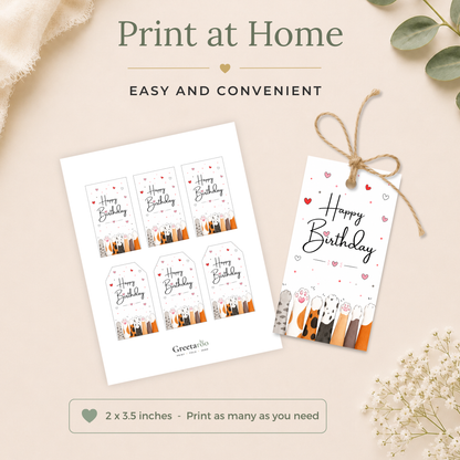Cute Cat Printable Birthday Gift Tag