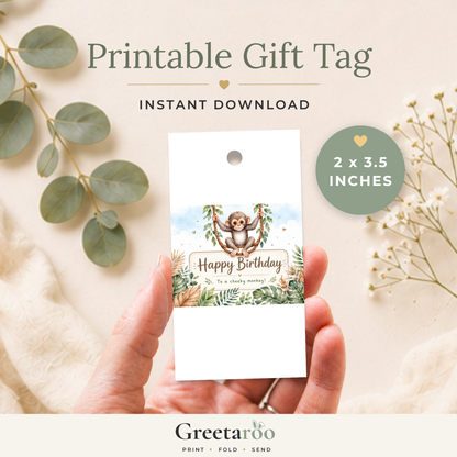 Cheeky Monkey Printable Birthday Gift Tag