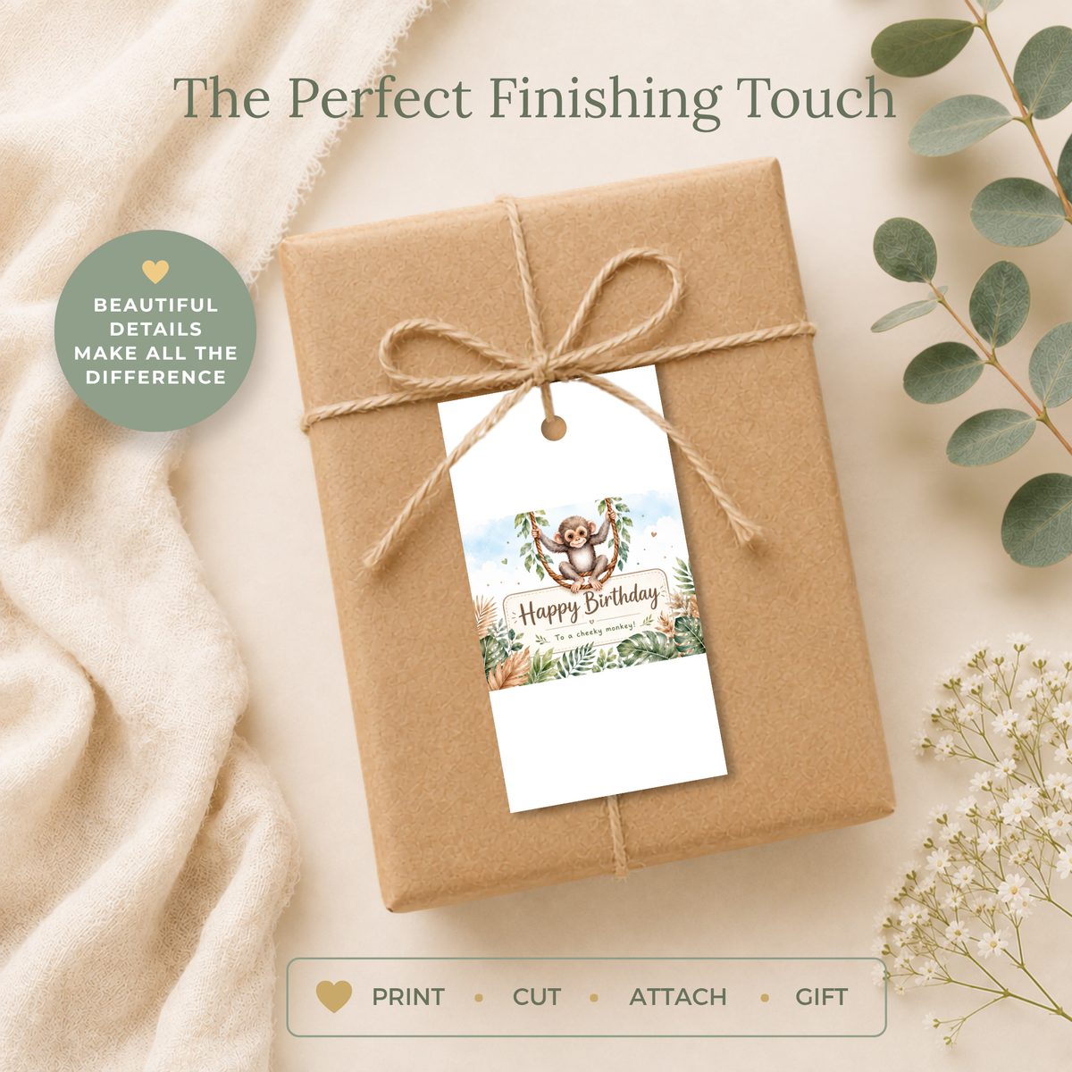 Cheeky Monkey Printable Birthday Gift Tag