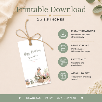 Printable Birthday Gift Tag for Grandma