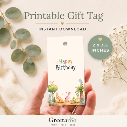 Dinosaur Printable Birthday Gift Tag