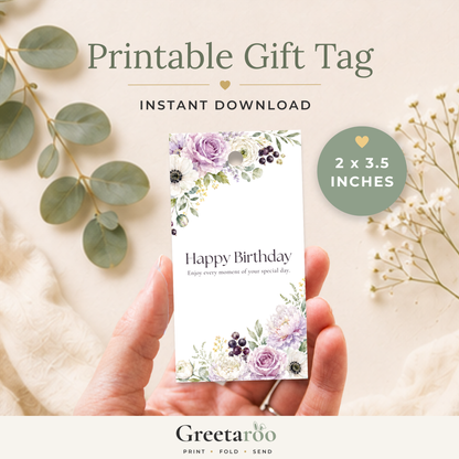 Floral Printable Birthday Gift Tag