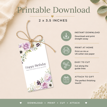 Floral Printable Birthday Gift Tag