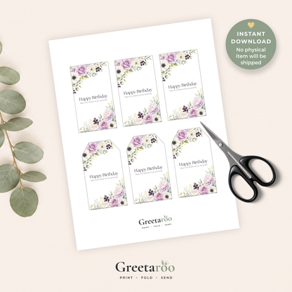 Floral Printable Birthday Gift Tag