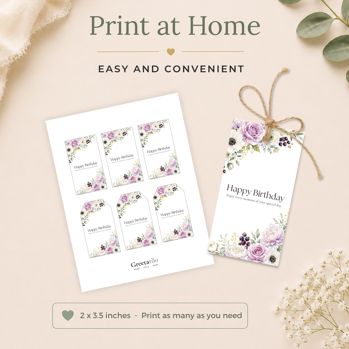 Floral Printable Birthday Gift Tag