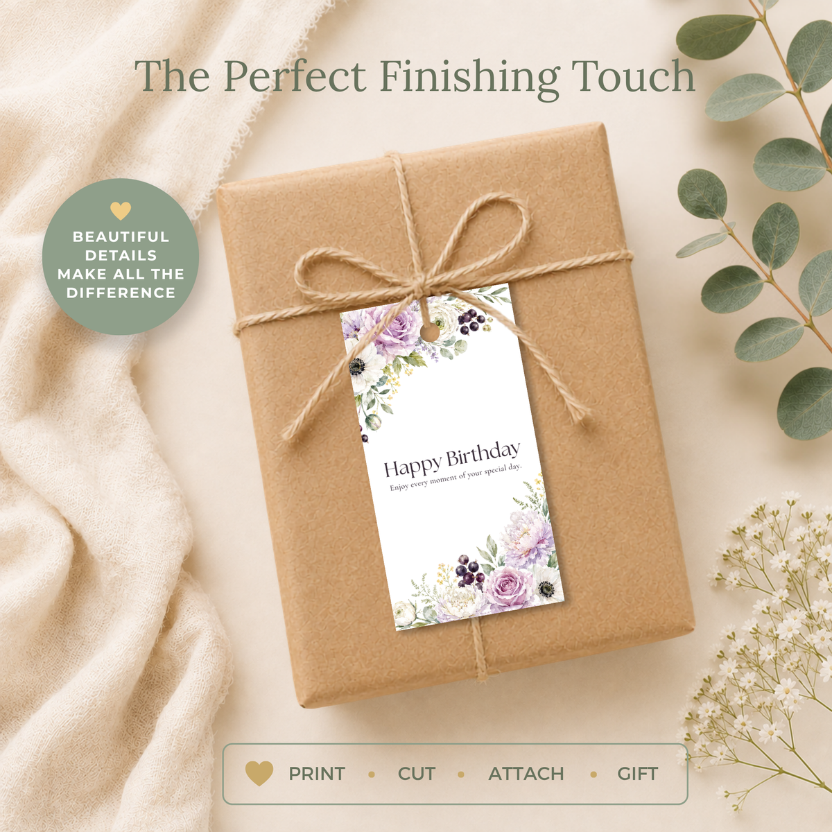 Floral Printable Birthday Gift Tag