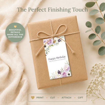 Floral Printable Birthday Gift Tag