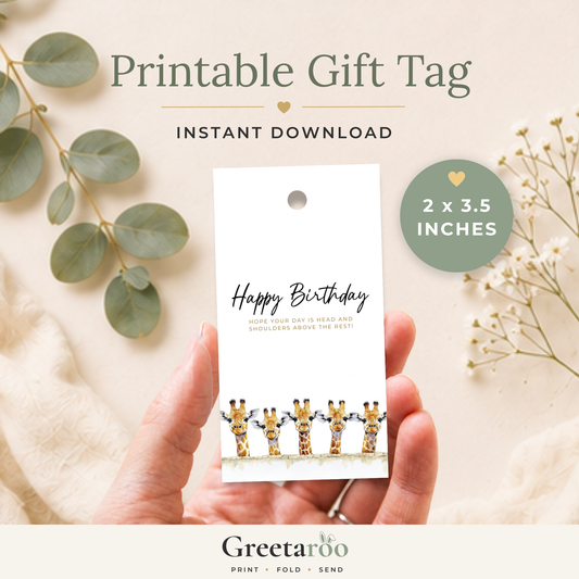Giraffe Printable Birthday Gift Tag