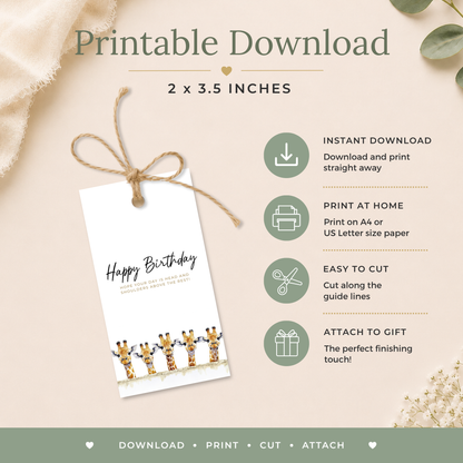 Giraffe Printable Birthday Gift Tag