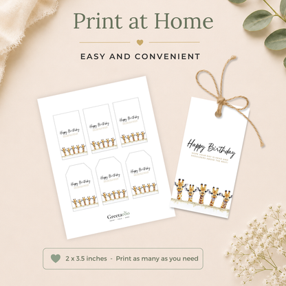 Giraffe Printable Birthday Gift Tag