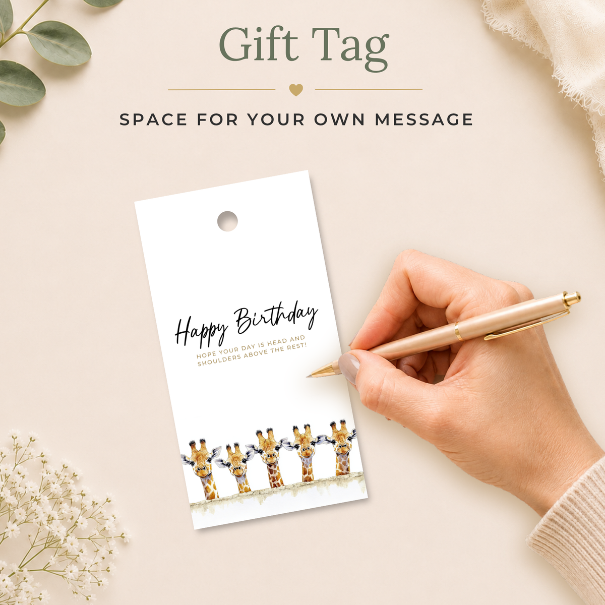 Giraffe Printable Birthday Gift Tag