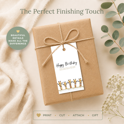 Giraffe Printable Birthday Gift Tag